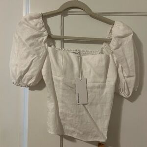 The Reformation Arancini Linen Top White